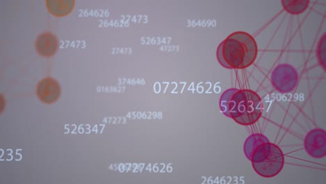 Multiple-numbers-changing-against-globe-of-network-of-connections