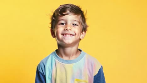 smiling boy in yellow background