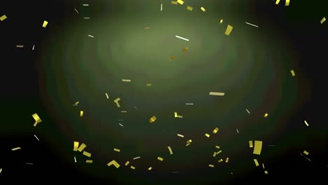 Animation-of-gold-confetti-falling-on-black-background