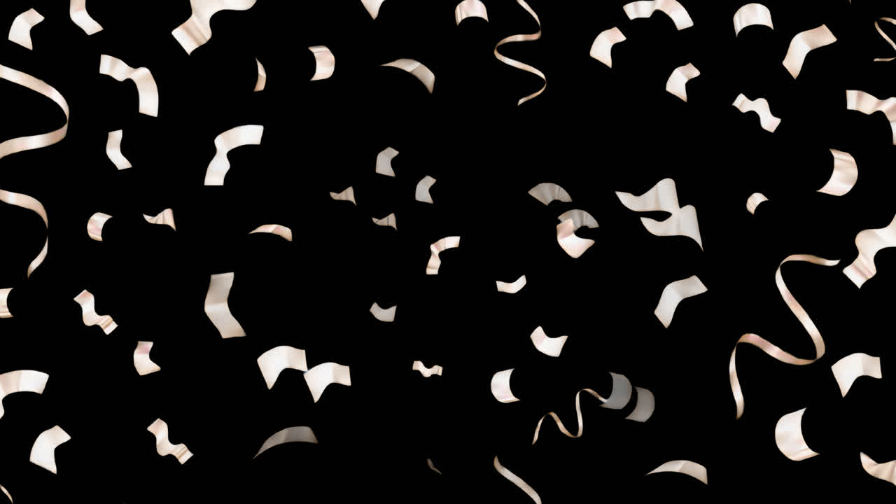 Festive ribbons on black background animated overlay, transparent 4K video, alpha channel, ProRes