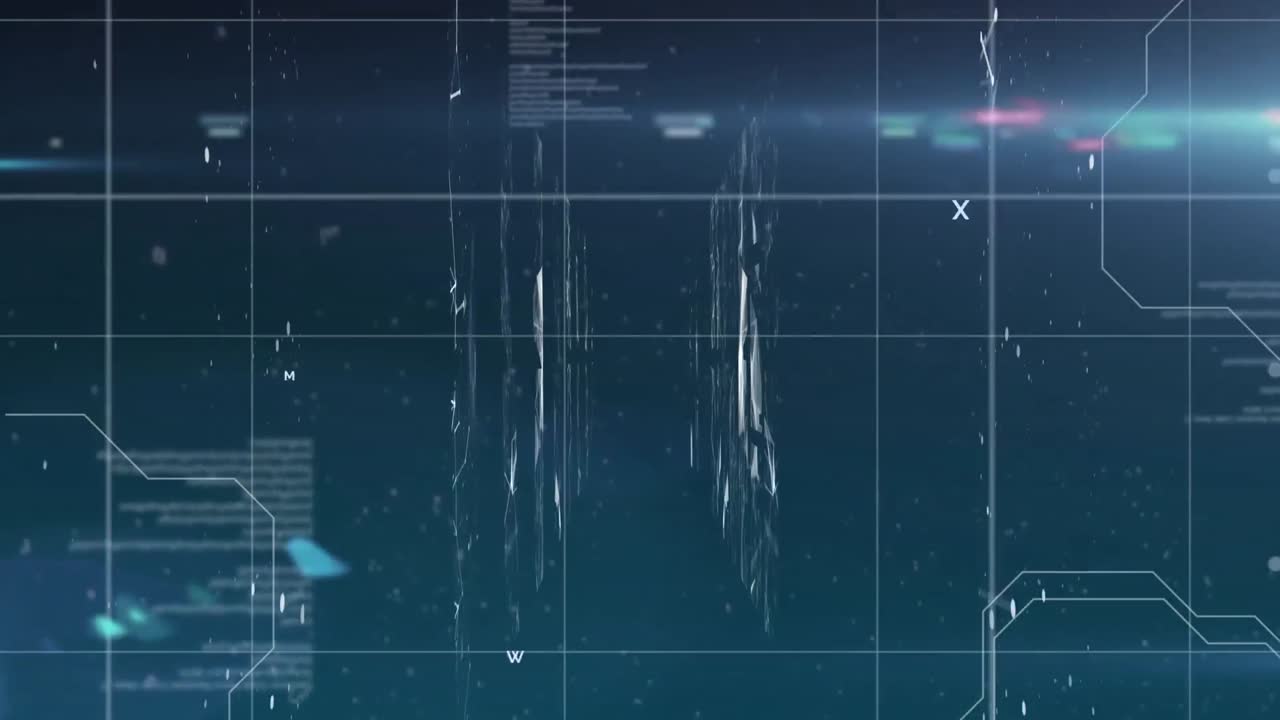 파란색 배경에 대한 연결 네트워크 및 데이터 처리 화면