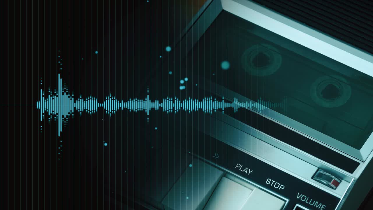 오디오 카세트 플레이어의 음파 형태 치는 영상