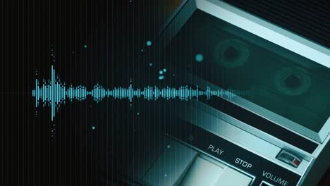 imágenes de superposición de la forma de onda sonora de un reproductor de casetes de audio
