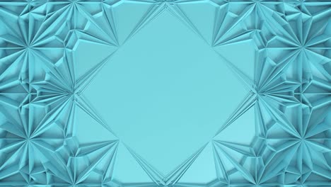 3d abstract geometrical kaleidoscope transformation. loopable fractal animation of surface with central blank place for text.
