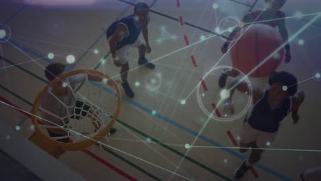 animation of network of connections over basketball players