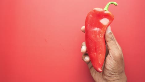 pimienta roja en la mano