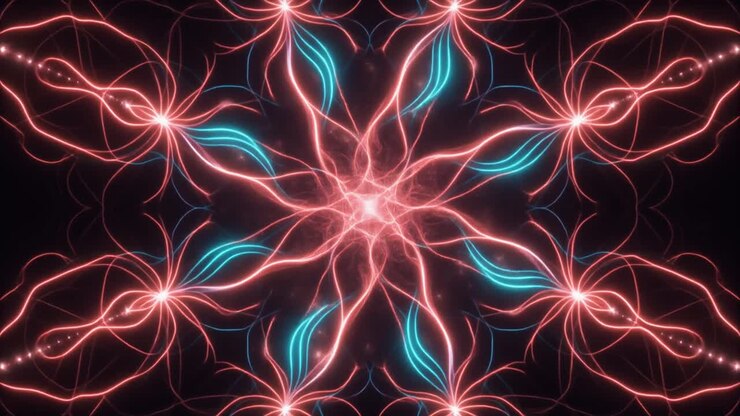 Linhas de Energia Abstratas Dinâmicas Vermelhas e Azuis Brilhantes