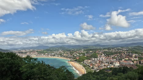 cityscape skyline and la concha bay at san sebastian in coastal spain