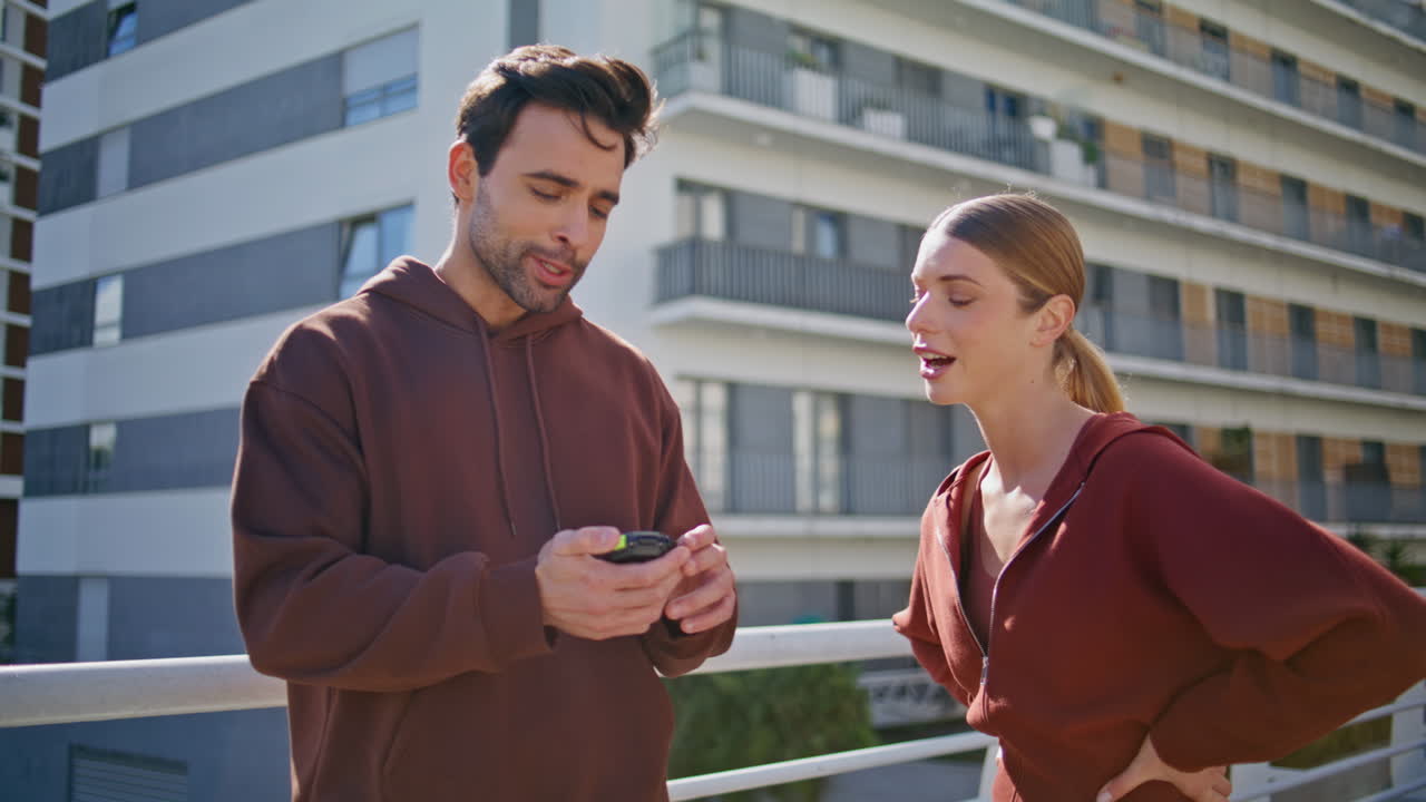 Sport coach talking woman discussing unsuccessful results. Closeup athlete train