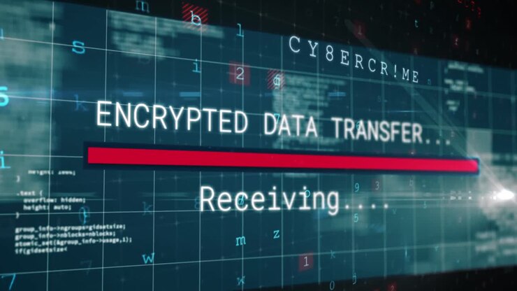 Animation of data processing on black background