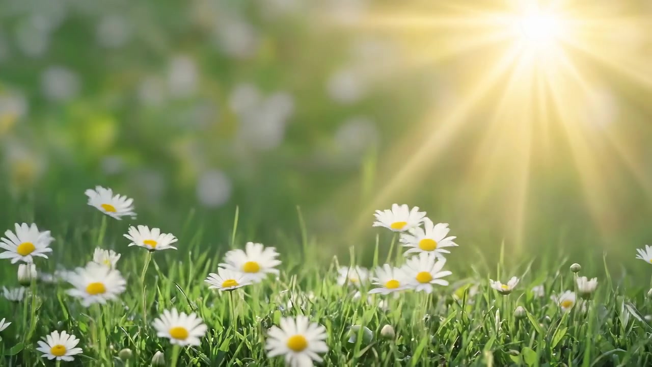 White Daisies Blooming in a Sunny Meadow