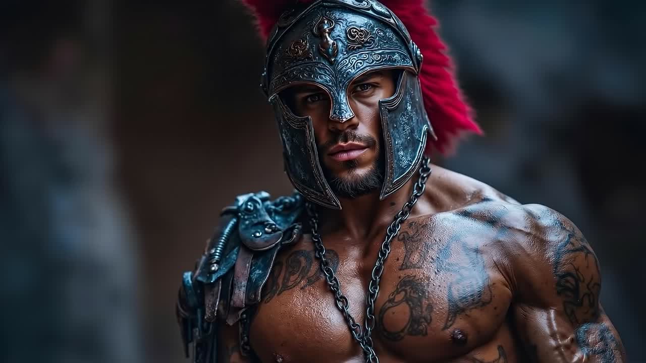 A man with a helmet and a chain around his neck