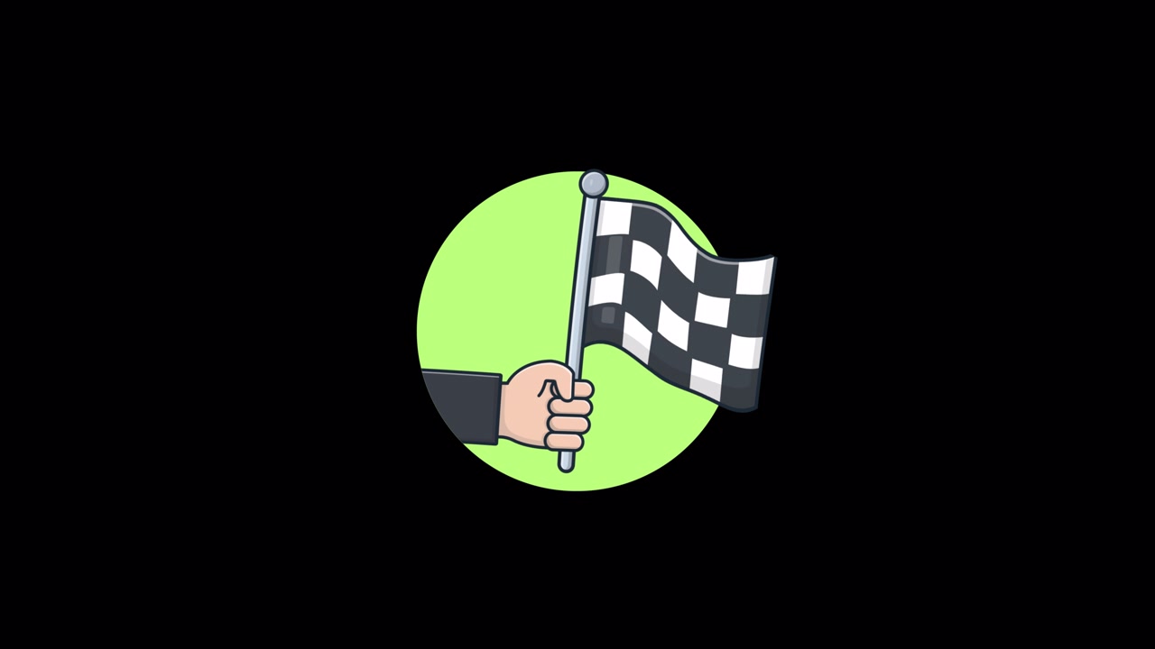 Mão Animada Acenando Bandeira Quadriculada