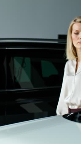 close-up view of a modern suv parked in a showroom