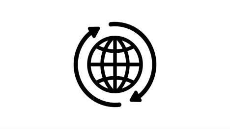 round globe with 2 sync arrows around icon. globe symbol silhouette. internet icon. world international earth globe icon. world icons. motion graphic design. 4k video