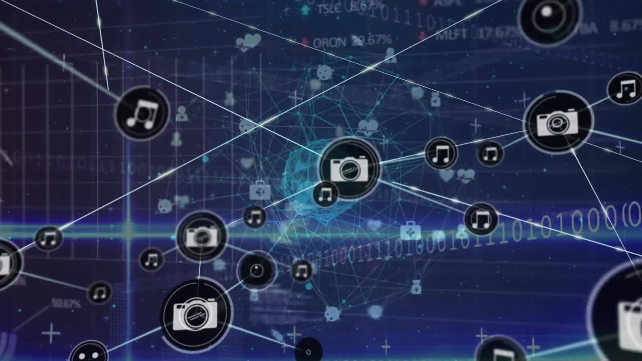 바이너리 코딩, 연결 네트워크 및 데이터 처리의 애니메이션