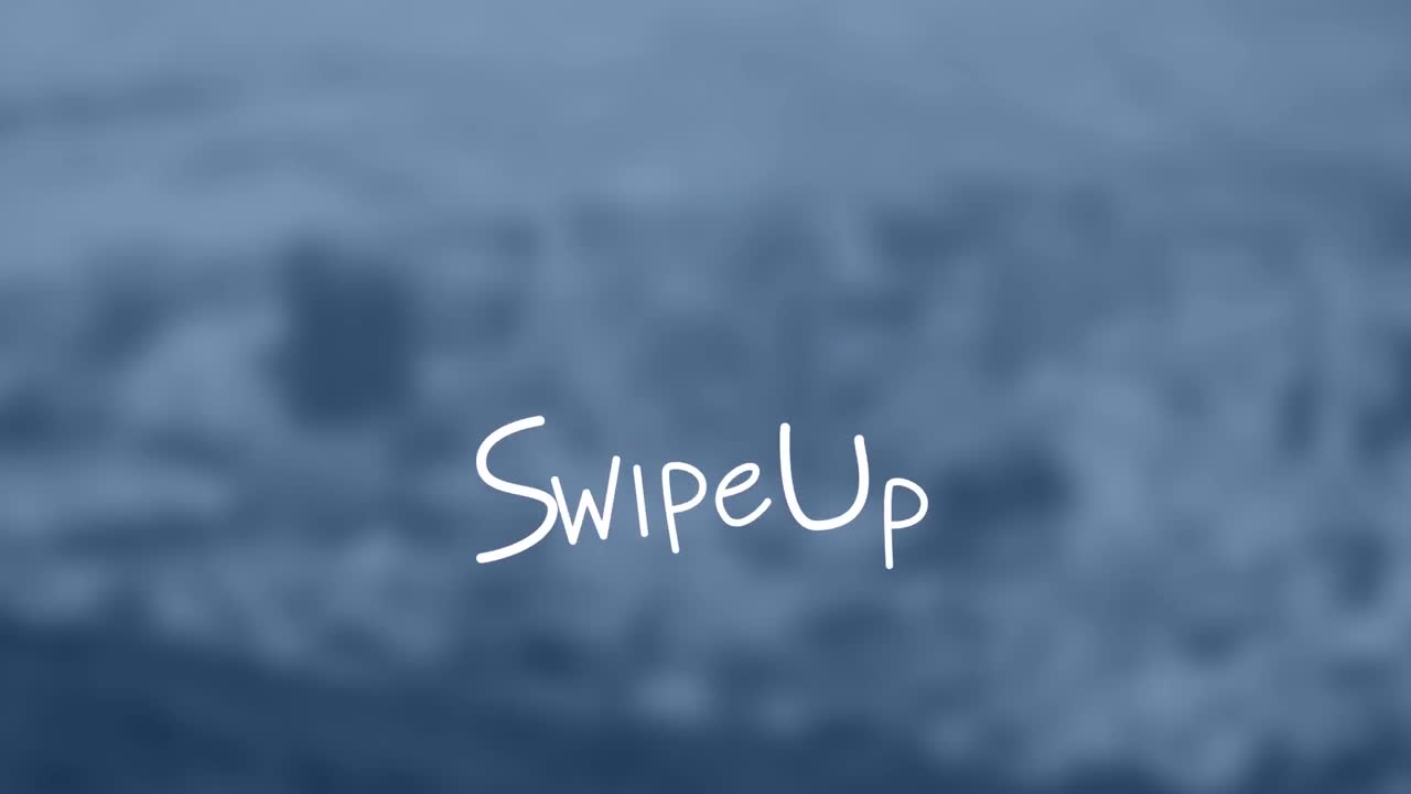 Animation of swipe up text over cityscape