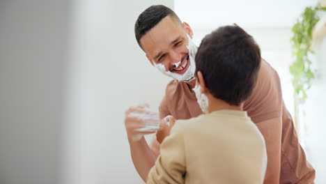 Love,-shaving-cream-and-father-with-boy-child