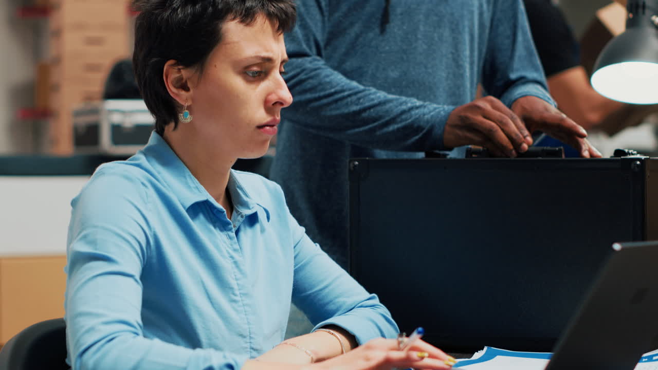 Colleagues working in office