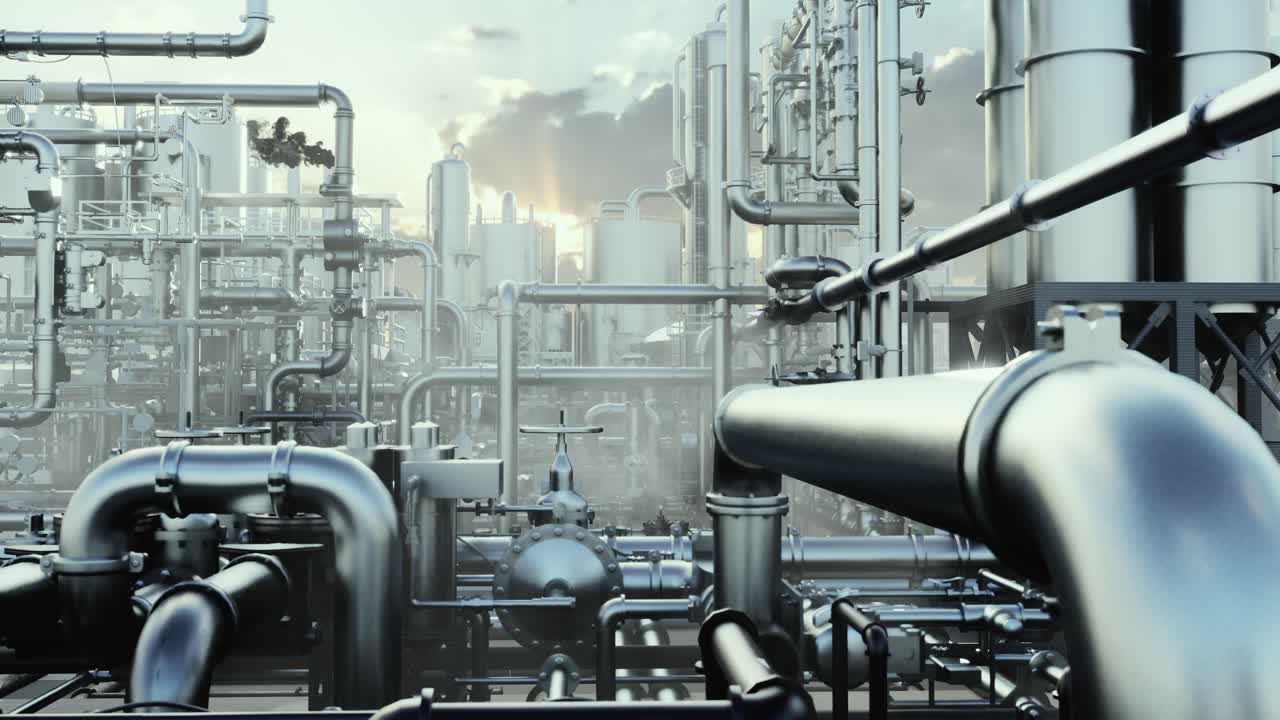 Oil Refinery And Plant And Tower Column Of Petrochemistry Industry In Oil And Gas Industrial