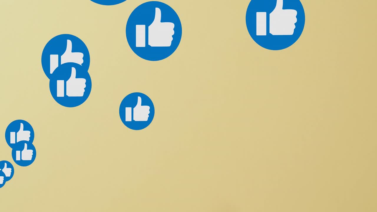 Animazione di icone social su aereo su sfondo beige
