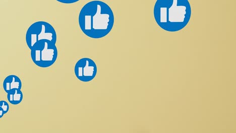 animación de iconos de medios sobre el plano sobre un fondo beige.