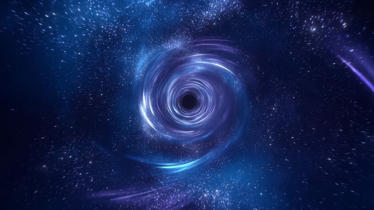 Glowing Wormhole Spiral Set Within Starfield And Swirling Nebula Arms, Creating Deep Space Portal And Cosmic