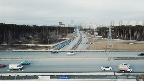 highway and cityscape aerial view