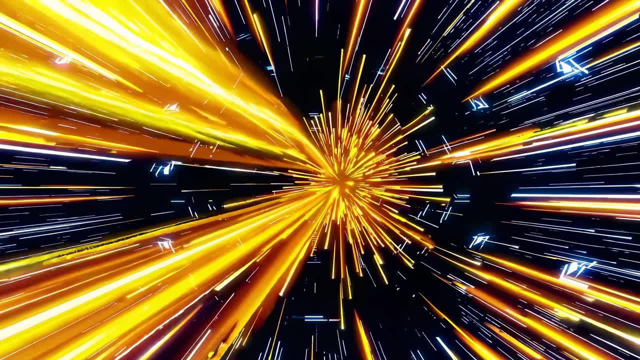 Dynamic video concept with a central burst of light streaks
