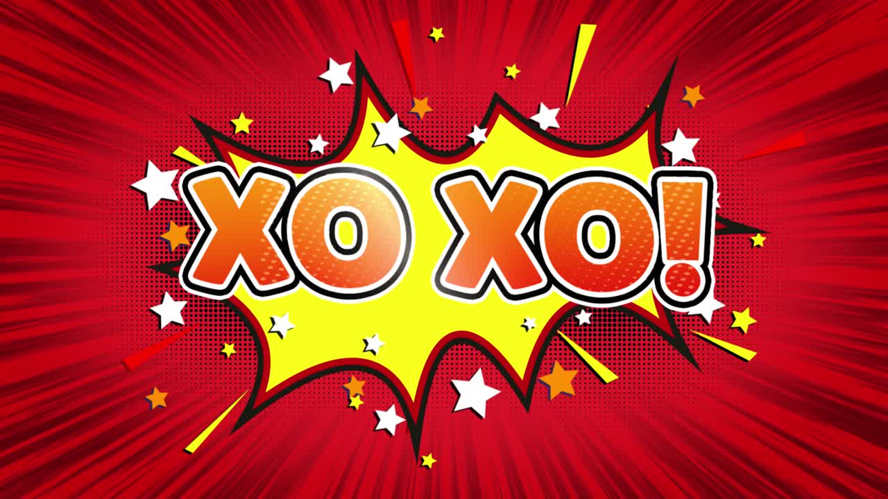 Xo xo text pop art style expression retro comic bubble expression cartoon illustration isolated flat