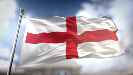 england flag waving slow motion 3d rendering blue sky background - seamless loop 4k