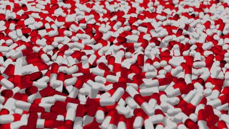 close-up of a pile of white and red pills