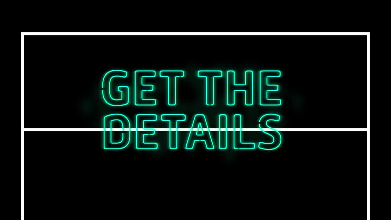 animación de iluminado obtener los detalles de texto con forma de rectángulo blanco sobre fondo negro