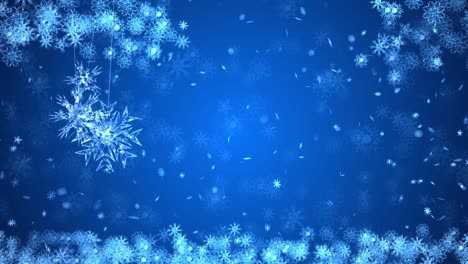 nieve cayendo en el cielo azul con partículas azules en el fondo del bucle de navidad de invierno 2023.