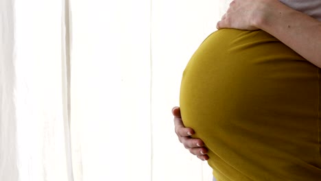 mujer embarazada con las manos en el vientre