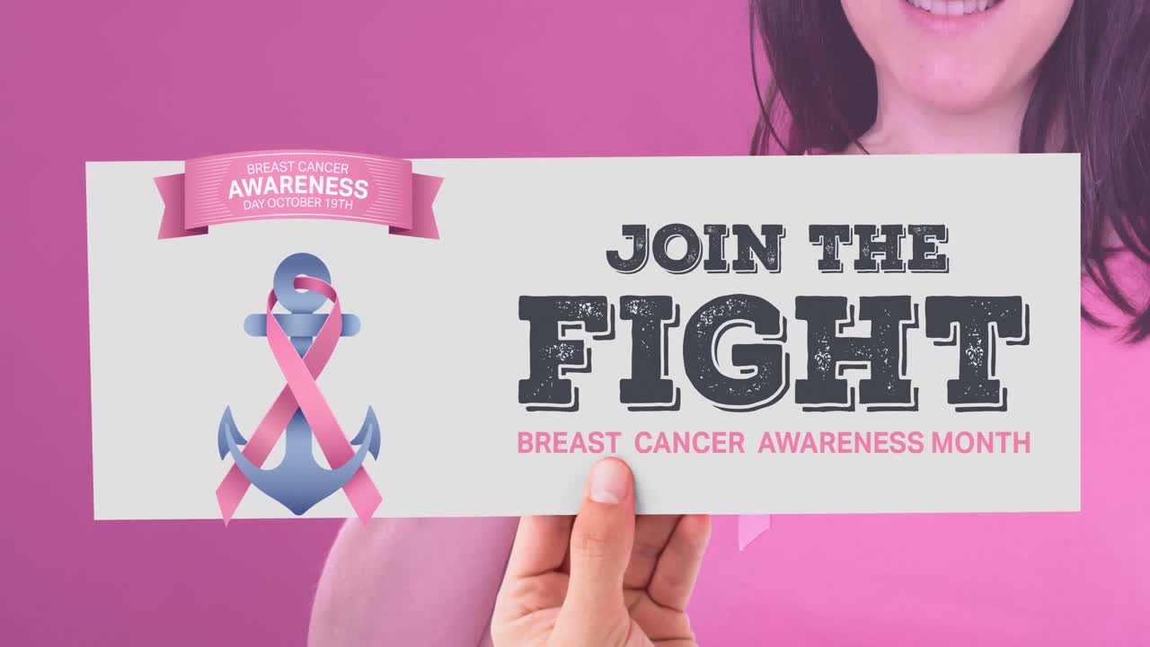 animación de concienciación sobre el cáncer de mama texto sobre mujer caucásica