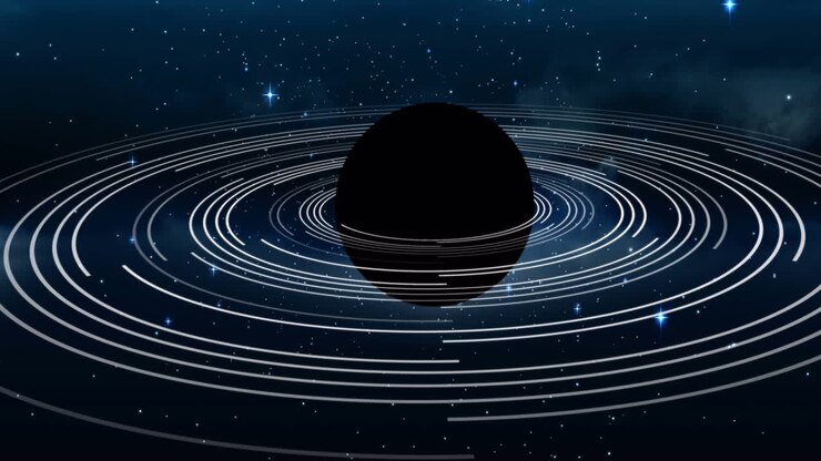 Animation of black planet in navy space