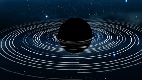 animation of black planet in navy space