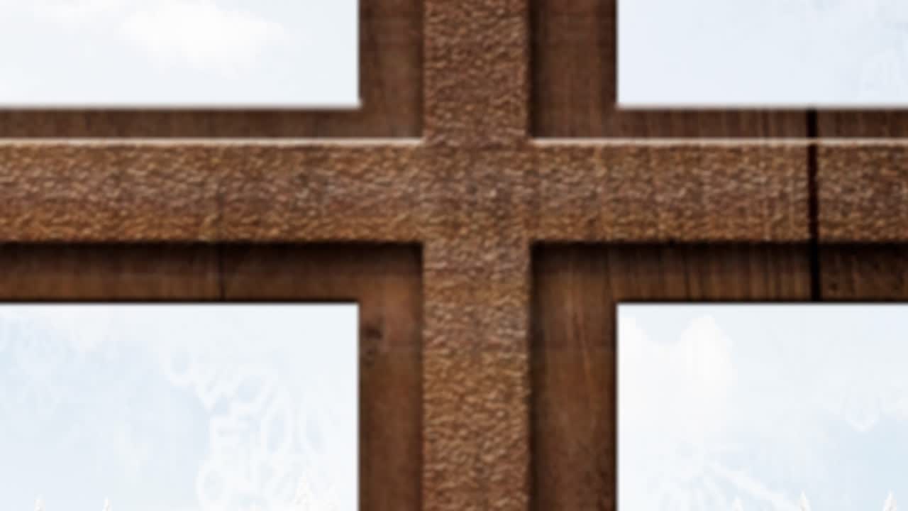 산타클로스가  ⁇ 매를 타고 렌더와 함께 창문을 통해 보이는 애니메이션