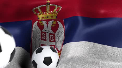 flag of serbia with soccer balls