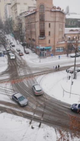 snowy city intersection