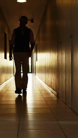 patient is walking in corridor