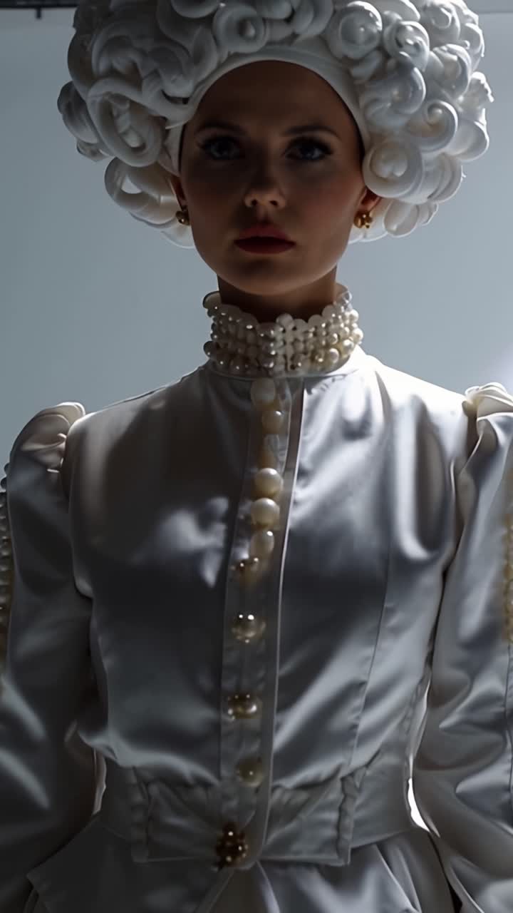 Una sorprendente giustapposizione di moda e tecnologia, dove una figura elegantemente vestita abbina un abito in stile vintage con un monitor di computer surreale come testa