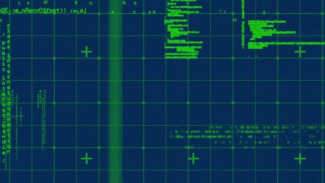 animación del procesamiento de datos sobre la cuadrícula sobre fondo azul