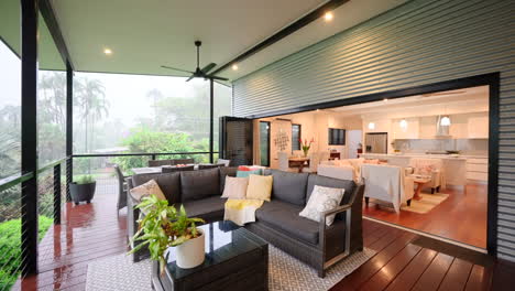 modern home with open plan indoor-outdoor living and tropical views
