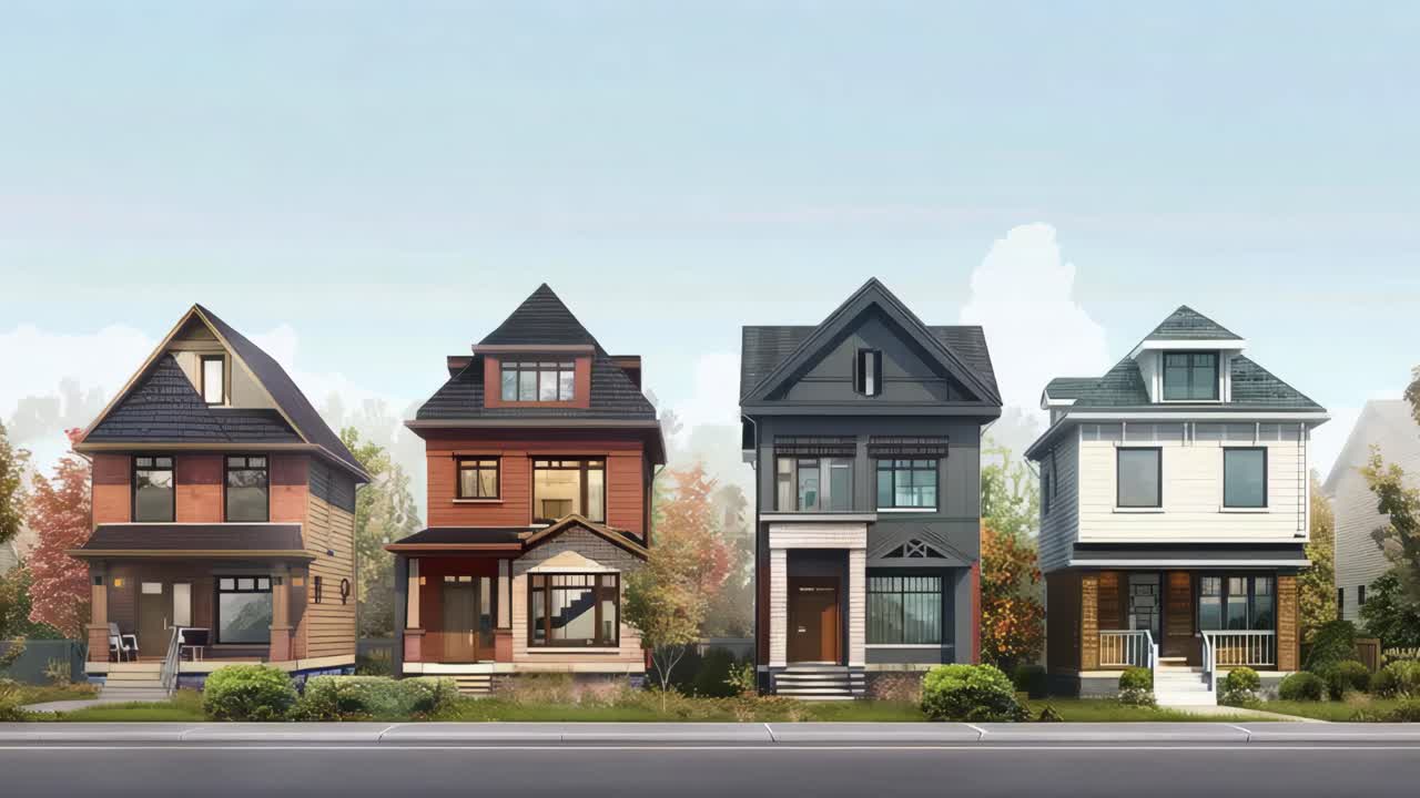 Row of Colorful Victorian Houses