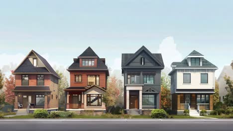row of colorful victorian houses