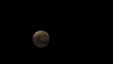 animación de un gran cuerpo esférico de marte en el universo, aislado en fondo negro