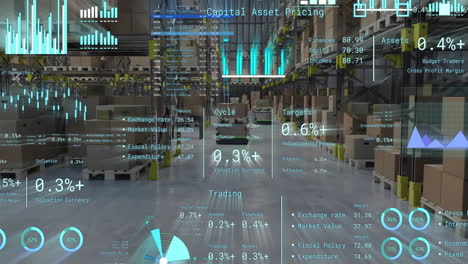 animación de diagramas y procesamiento de datos en máquinas que trabajan en almacenes