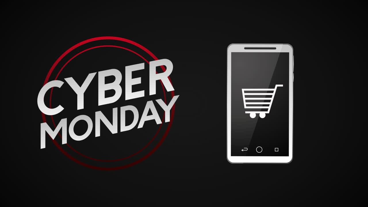 animación del lunes cibernético con teléfono inteligente